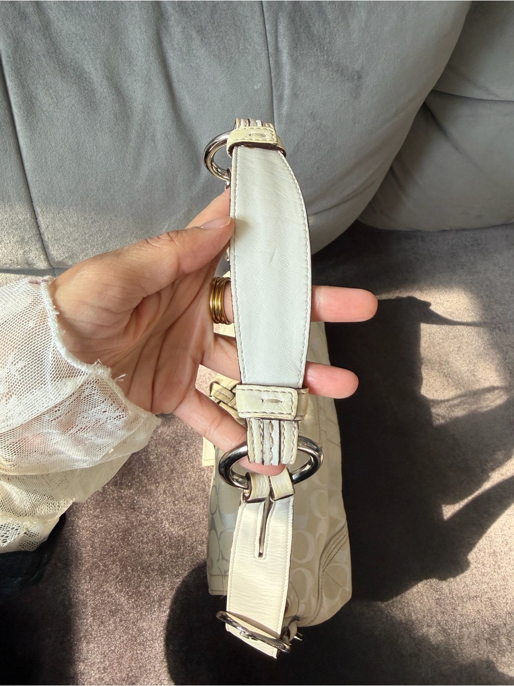 Coach Soho Flap Braided Buckle Signature White - Picture 6 of 6